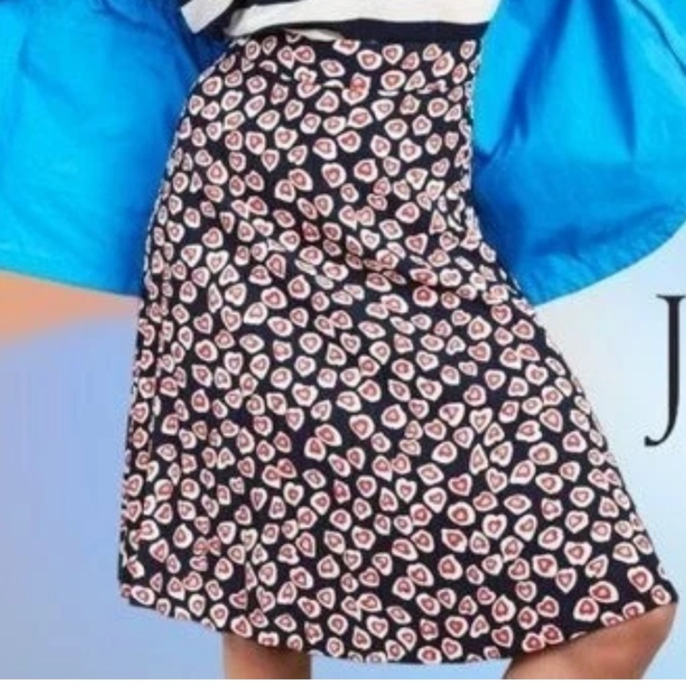 J.Crew Heart Print A-Line Mini Skirt Size 2